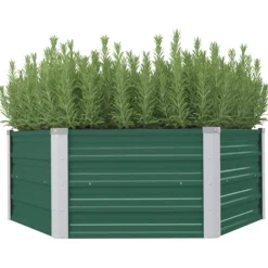 Arriate Elevado De Acero Galvanizado Verde 129x129x45 Cm