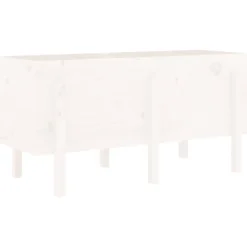 Arriate Elevado De Jardín Madera Maciza Pino Blanco 121x50x57cm