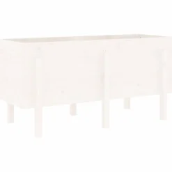 Arriate Elevado De Jardín Madera Maciza Pino Blanco 121x50x57cm