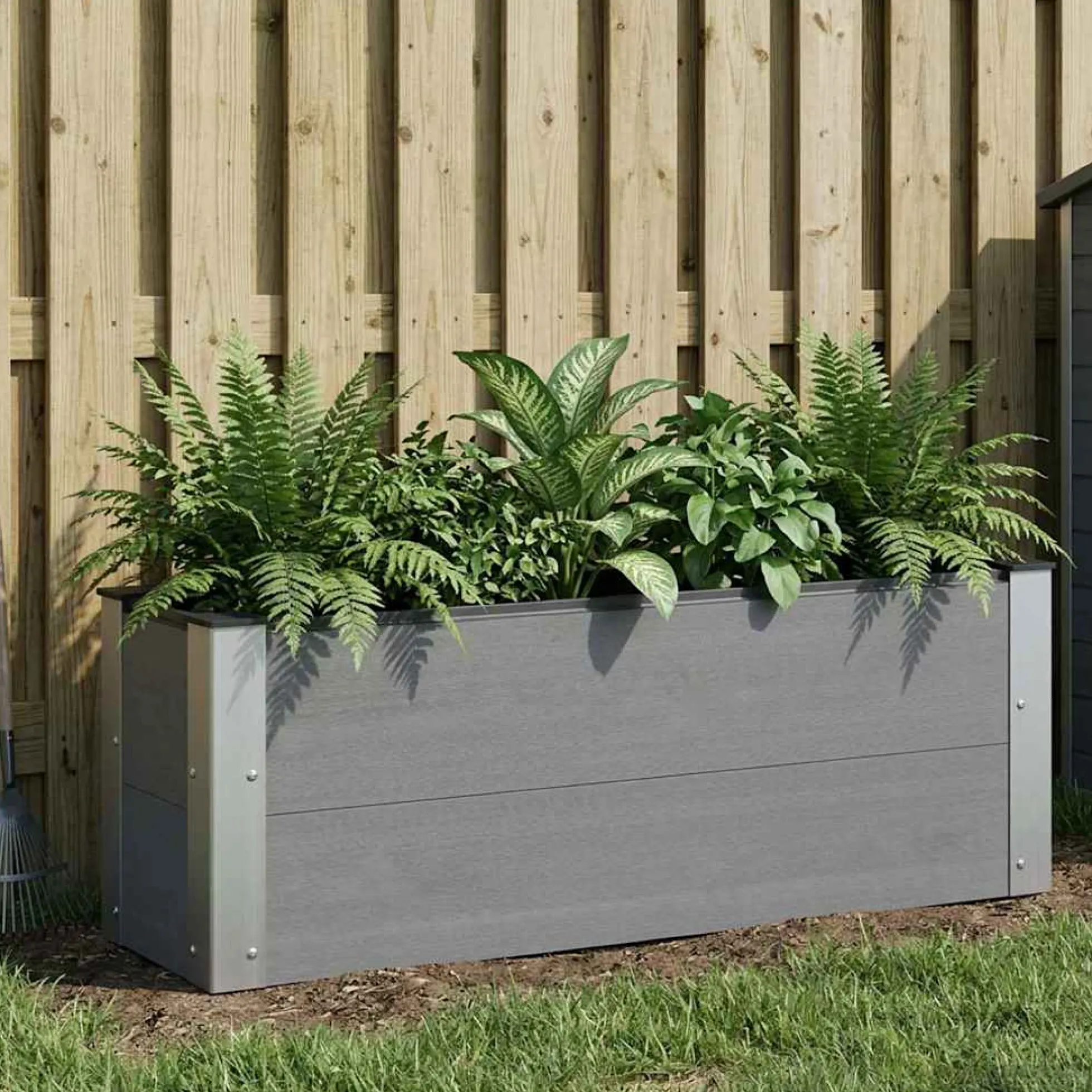 Arriate Elevado Gris 100 X 30 36 Cm Wpc Y Aluminio