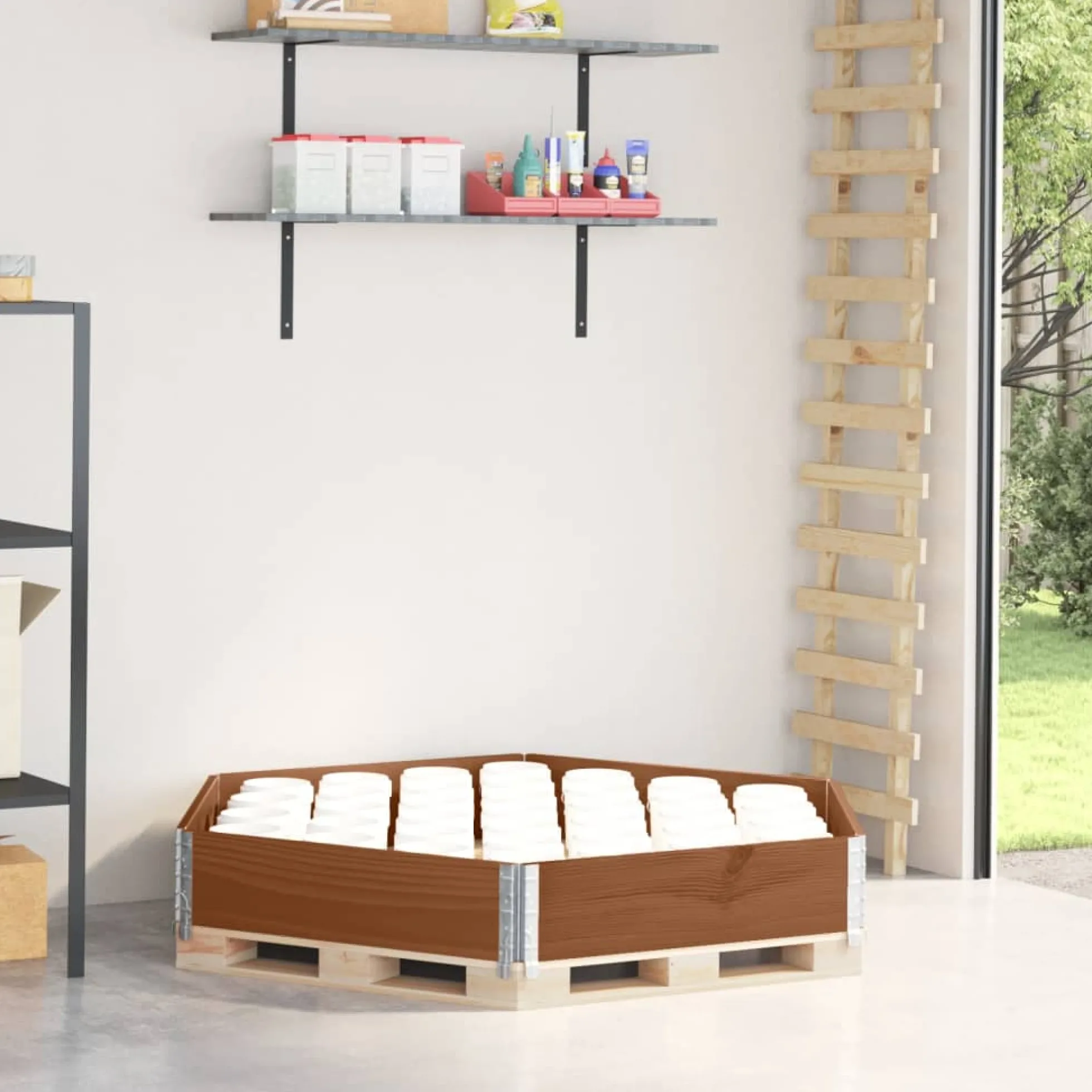 Arriate Elevado Hexagonal Madera Maciza Pino Marrón 160x160 Cm