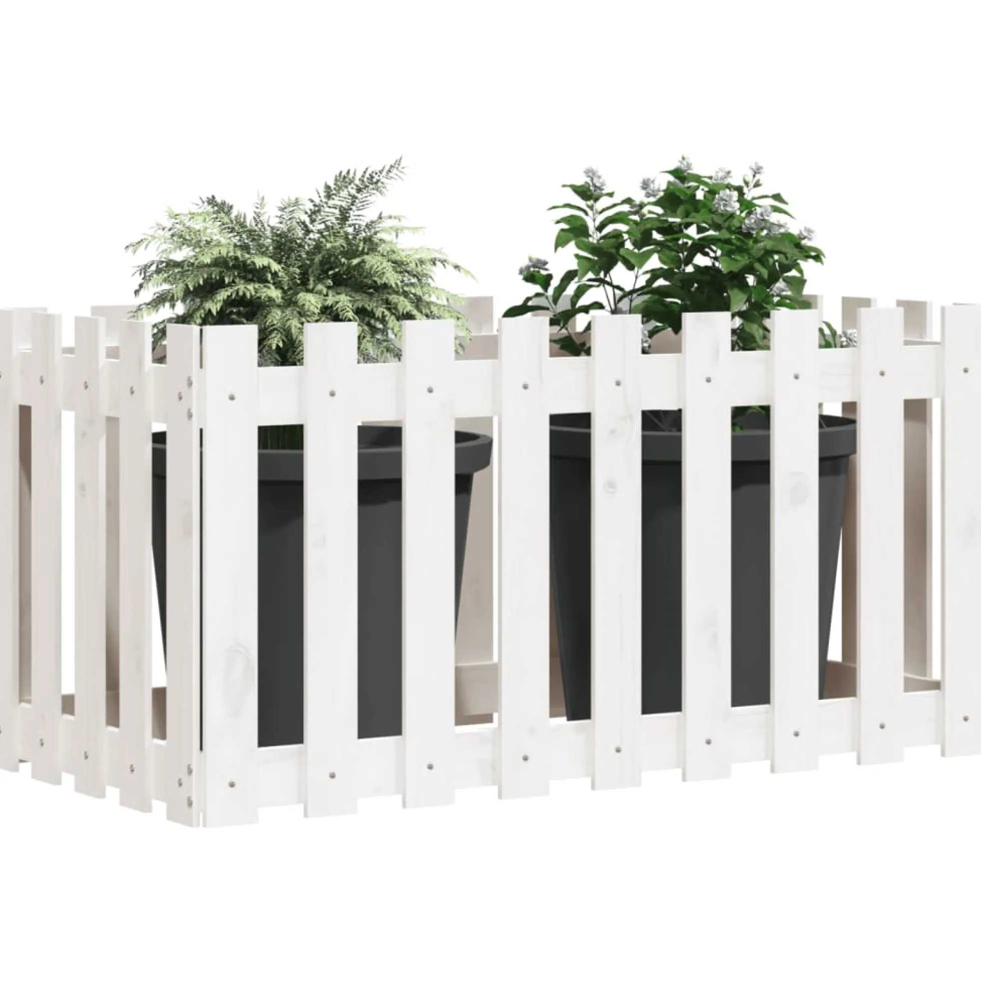 Arriate Elevado Jardín Con Valla Madera Pino Blanco 100x50x70cm