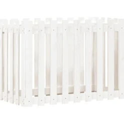 Arriate Elevado Jardín Con Valla Madera Pino Blanco 100x50x70cm