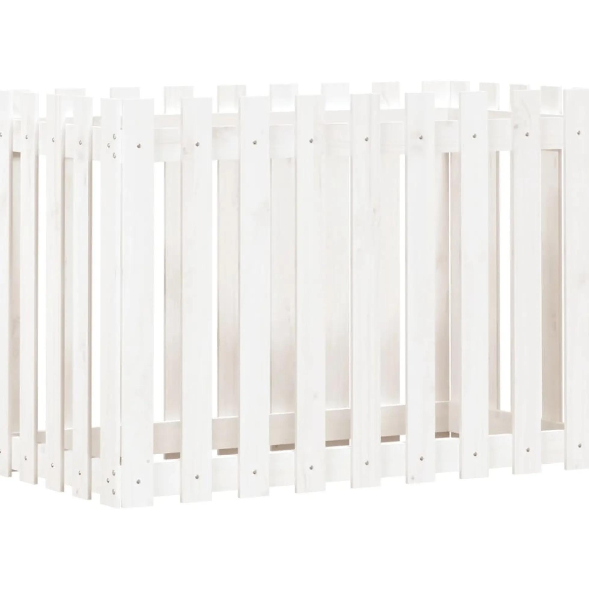 Arriate Elevado Jardín Con Valla Madera Pino Blanco 100x50x70cm