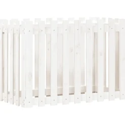 Arriate Elevado Jardín Con Valla Madera Pino Blanco 100x50x70cm