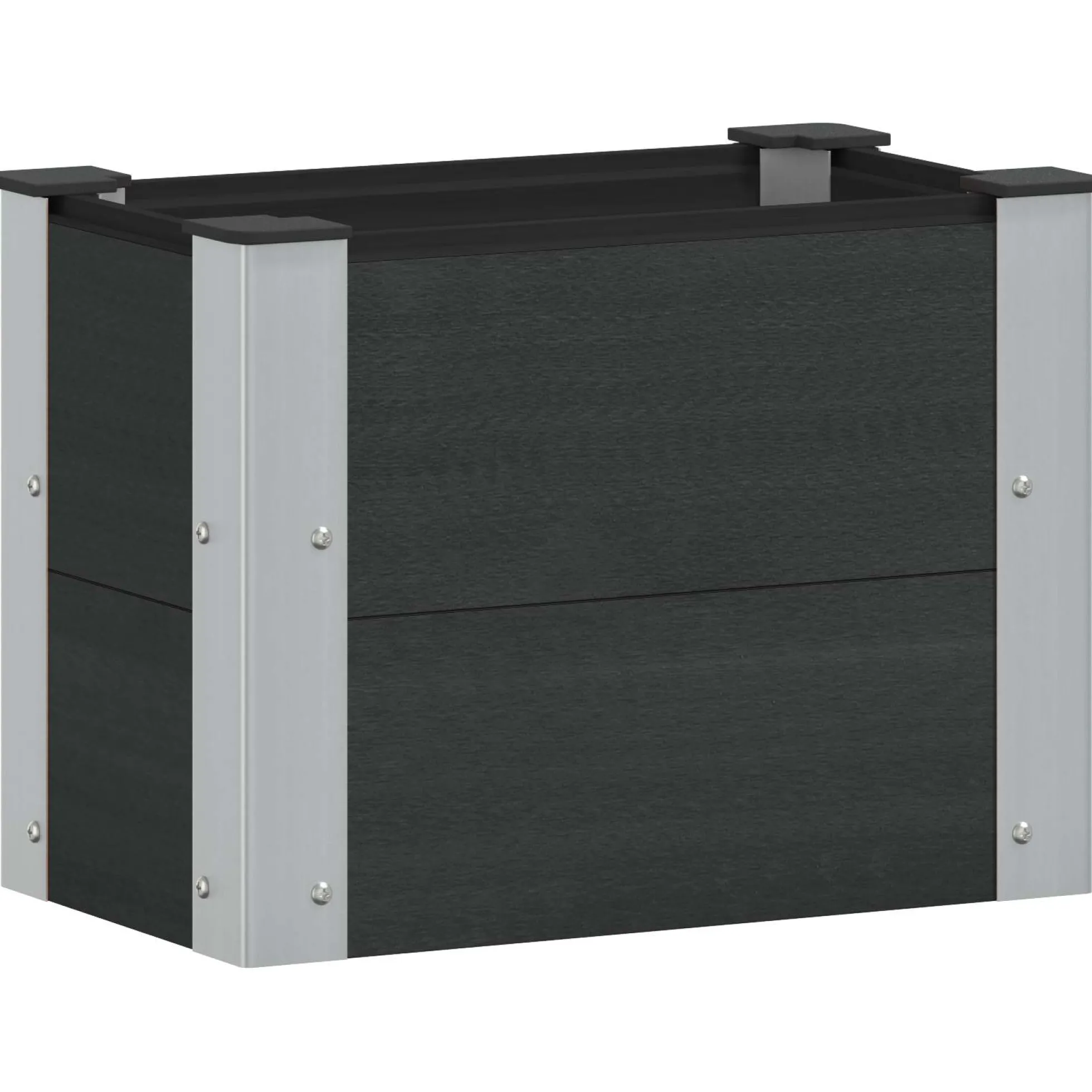 Arriate Elevado Negro 50 X 30 X 36 Cm Wpc Y Aluminio