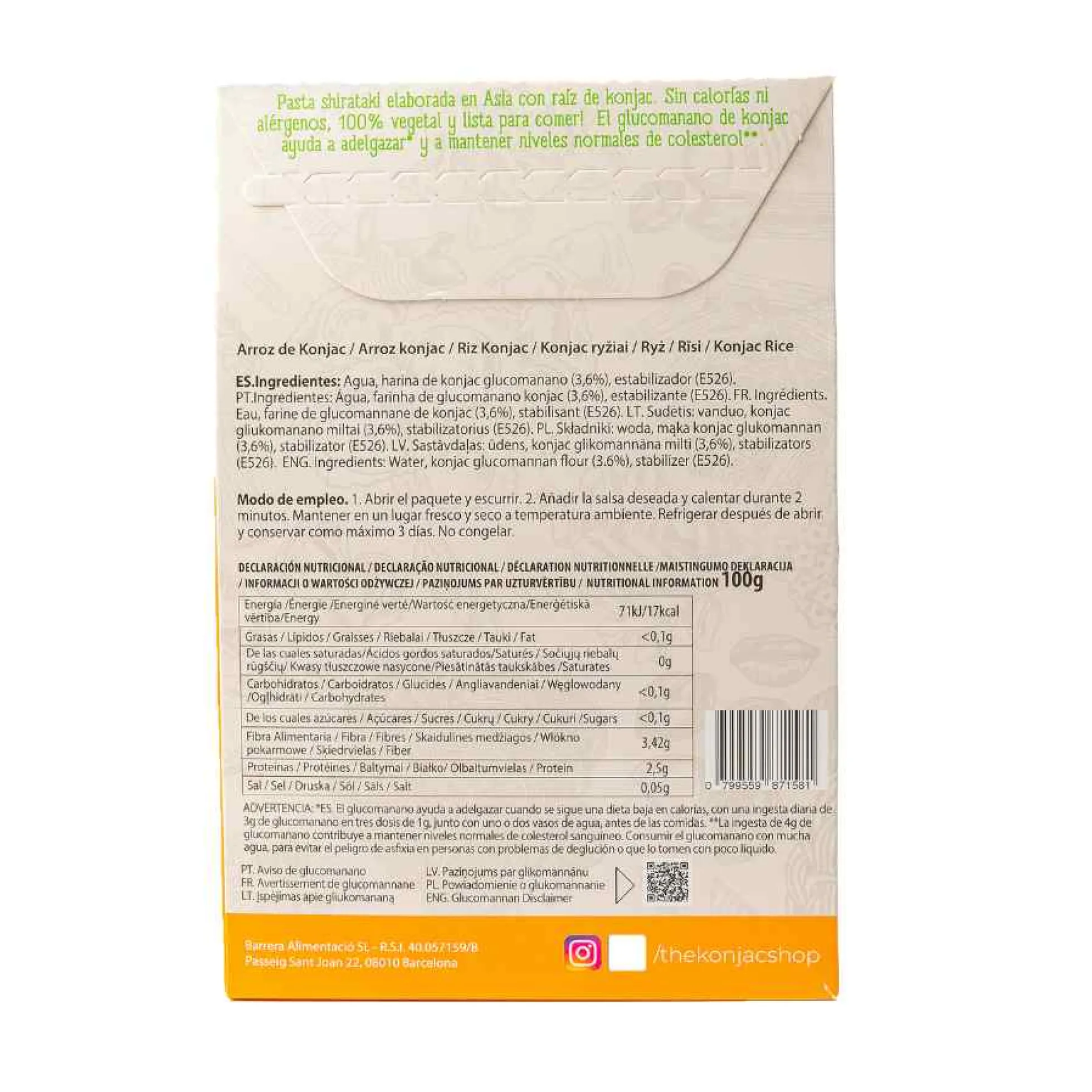 Arroz de konjac The Konjac Shop 270g