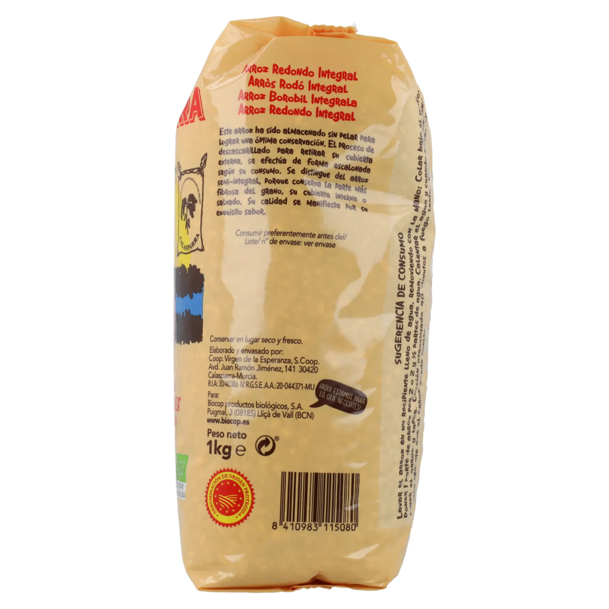 Arroz integral Calasparra Biocop 1Kg