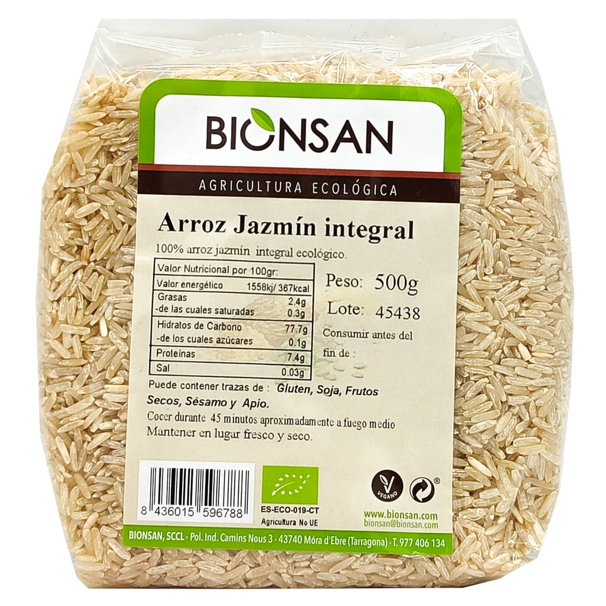 Arroz Jazmín Integral Eco Bionsan 500g