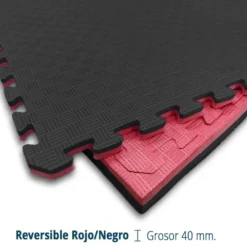 Artatami® Tatami Puzzle 1x1x40 mm Rojo - Negro Pack Ahorro【2 Unidades】 Alta Densidad EVA – Judo, BJJ, MMA y Lucha