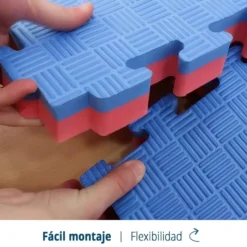 Artatami® Tatami Puzzle 1x1x20 mm Rojo - Azul Pack Ahorro【30 Unidades】Gimnasios - Fitness - Pilates - Yoga