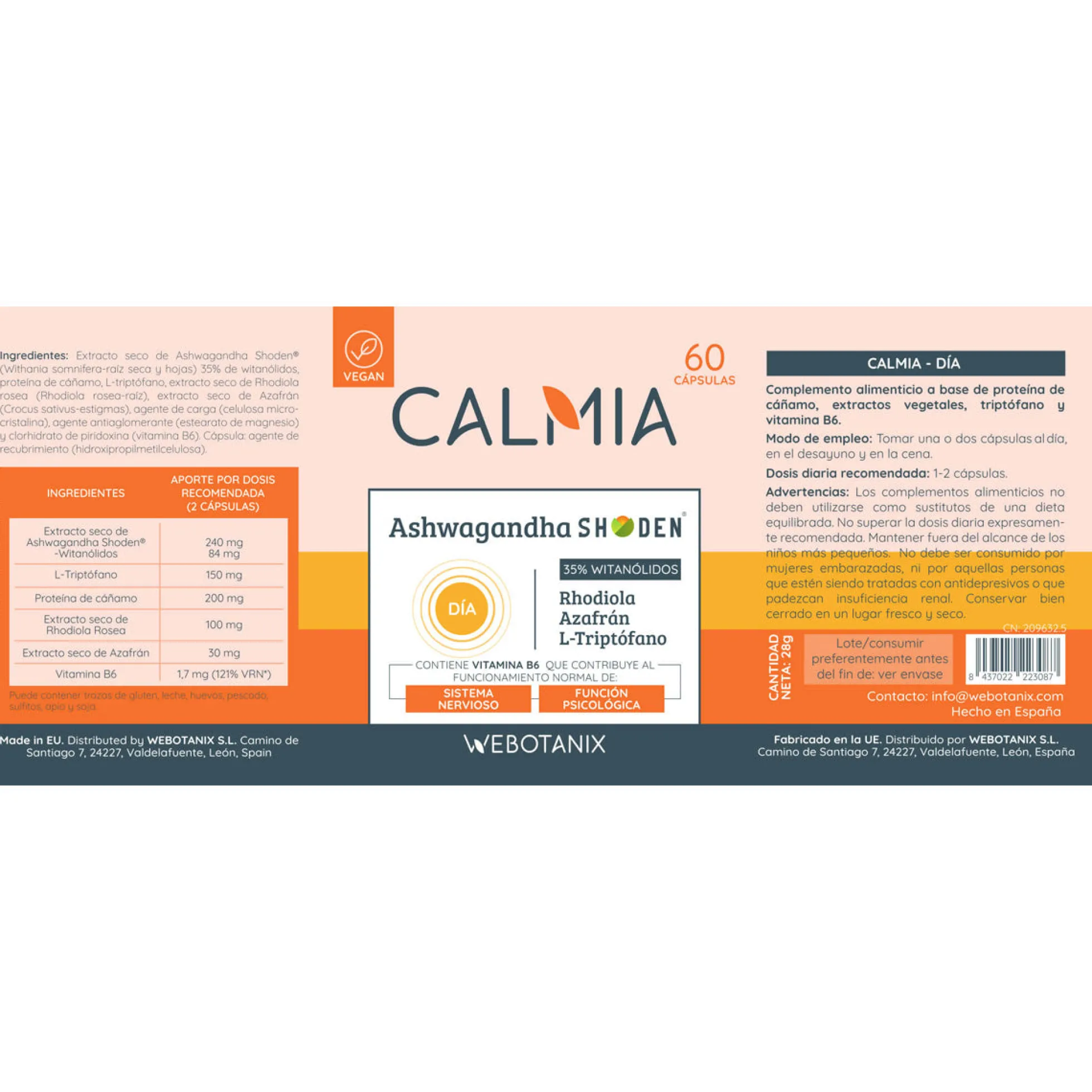 Ashwaganda Shoden Calmia Día 60 cápsulas WeBotanix