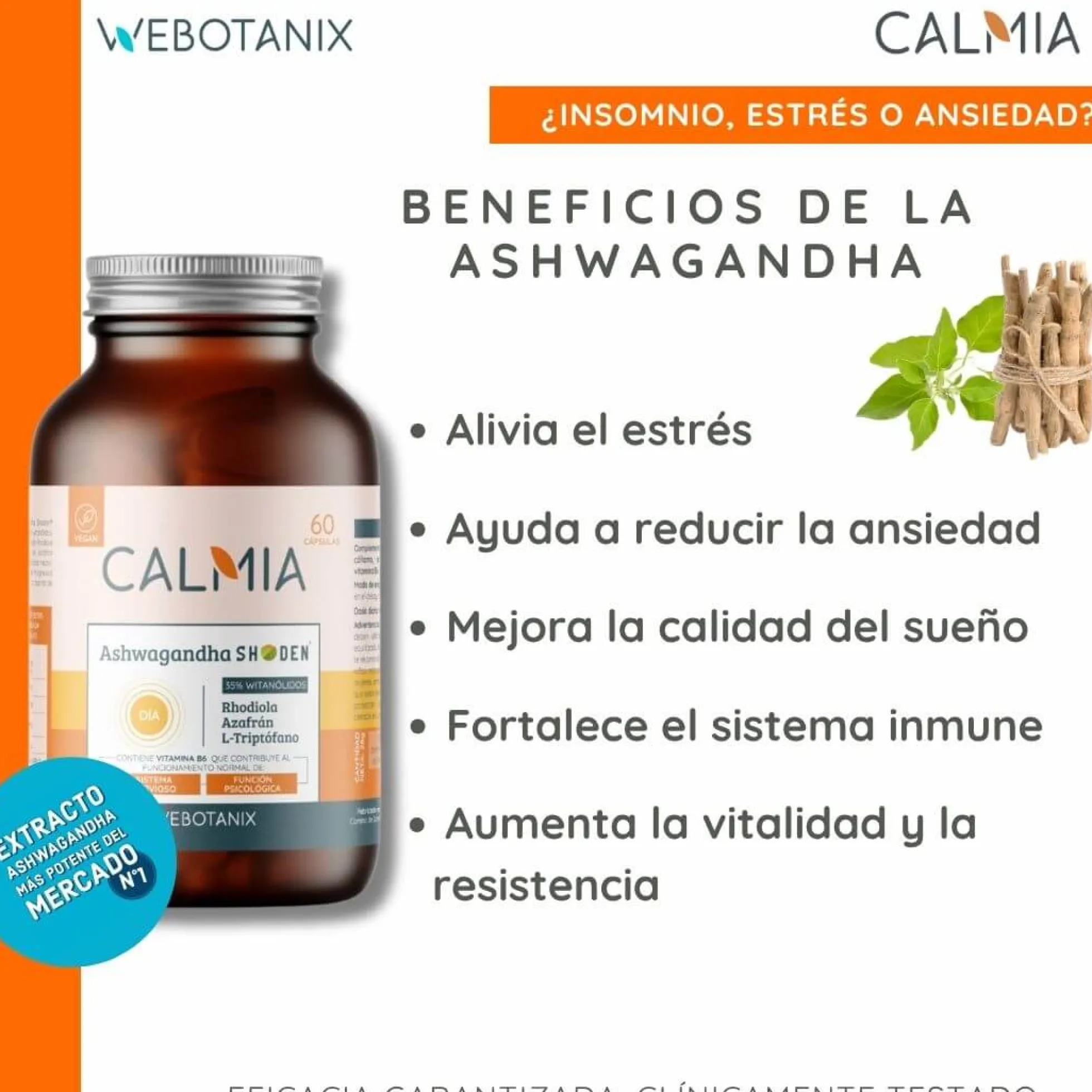 Ashwaganda Shoden Calmia Día 60 cápsulas WeBotanix