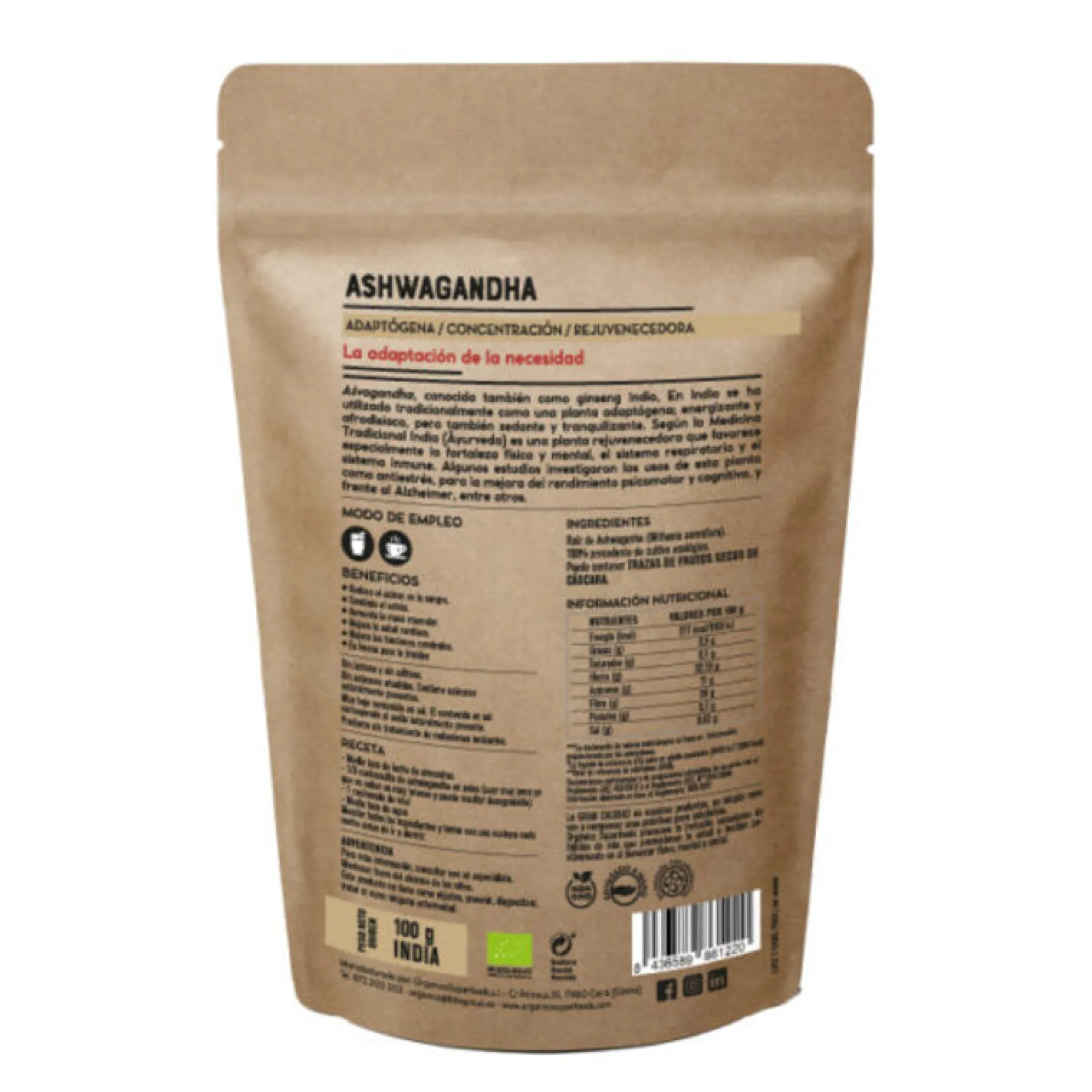 Ashwagandha Bio En Polvo 1kg - Orgánica Superfoods