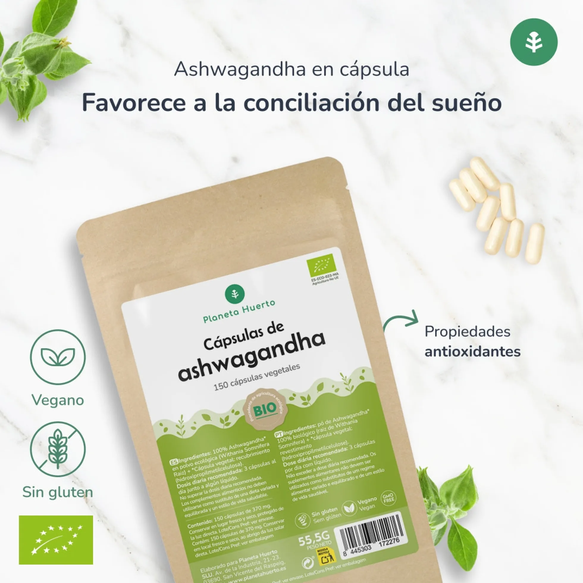 Ashwagandha BIO Planeta Huerto 150 cápsulas