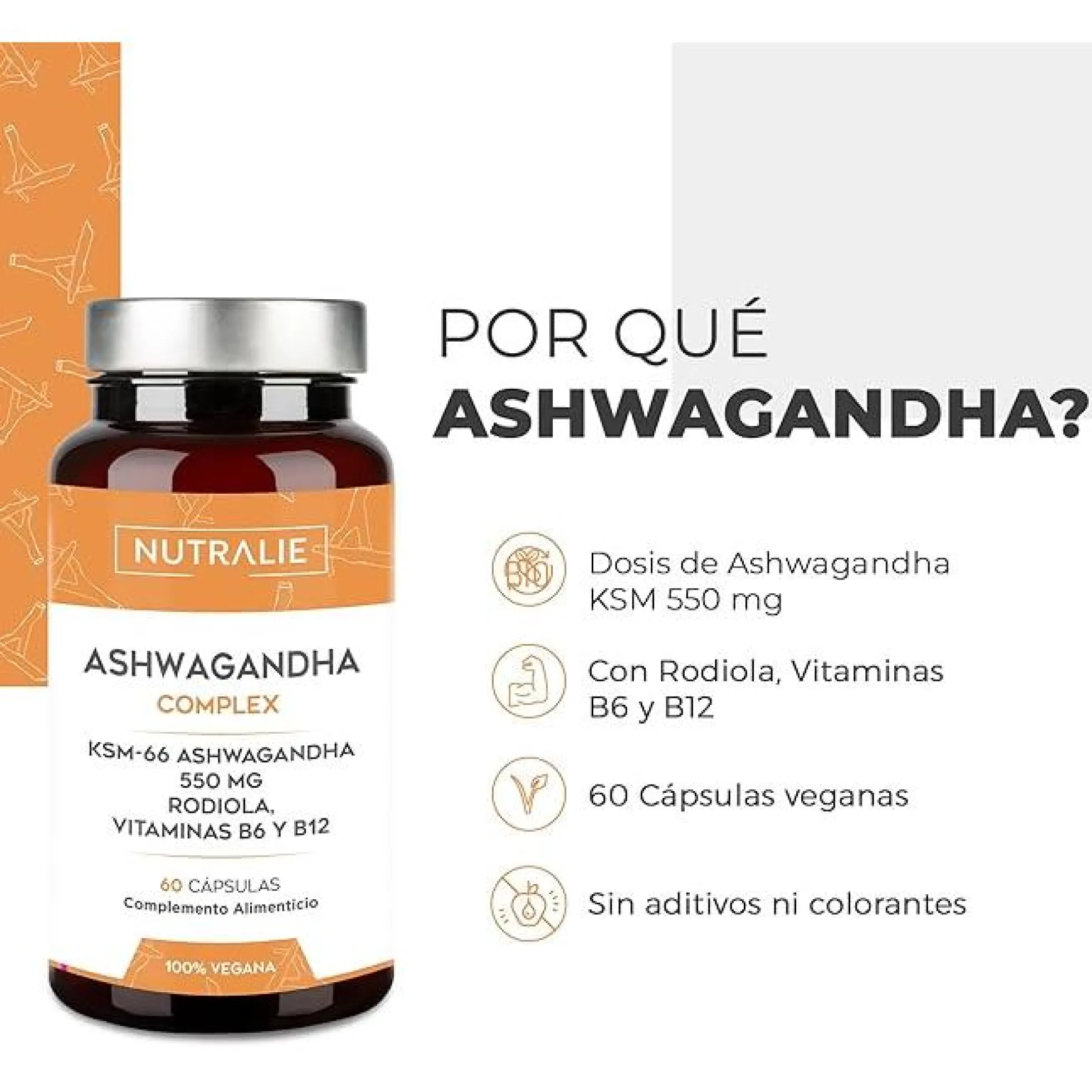 Ashwagandha con vitamina B6 y B12 Nutralie 60 Cápsulas
