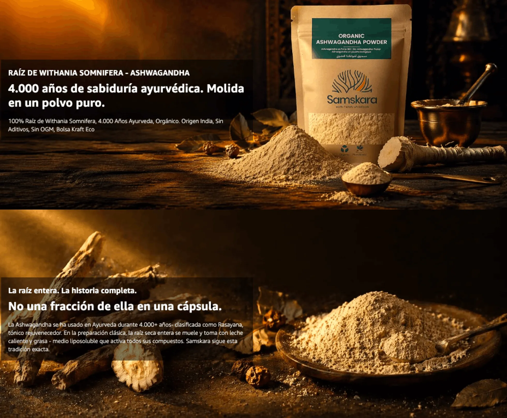 Ashwagandha En Polvo Bio - 500g | Superalimento Ecológico Vegano Para Batidos, Smoothies Y Zumos, Sin Azúcares Añadidos