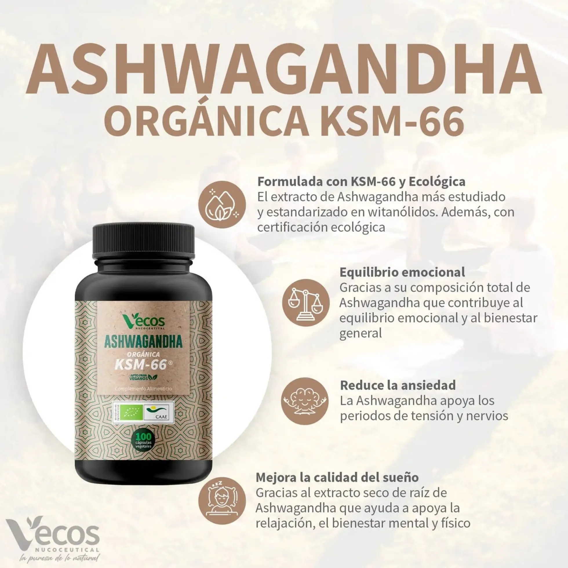 Ashwagandha KSM 66 eco Vecos 100 capsulas