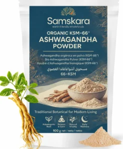 Ashwagandha Ksm-66 En Polvo Bio - 100g | Superalimento Ecológico Vegano Para Batidos, Smoothies Y Zumos