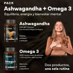 Ashwagandha Ksm-66® Pura + Omega 3 Premium Omegatex®. Sevens Nutrition. Equilibrio Mental, Energía Y Bienestar Integral