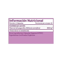 Ashwagandha Organic India 90 cápsulas