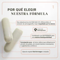 Ashwagandha orgánica ksm-66 + bioperine – antiestrés, energía y equilibrio emocional (120 cápsulas)
