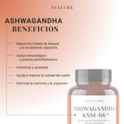 Ashwagandha orgánica ksm-66 + bioperine – antiestrés, energía y equilibrio emocional (120 cápsulas)