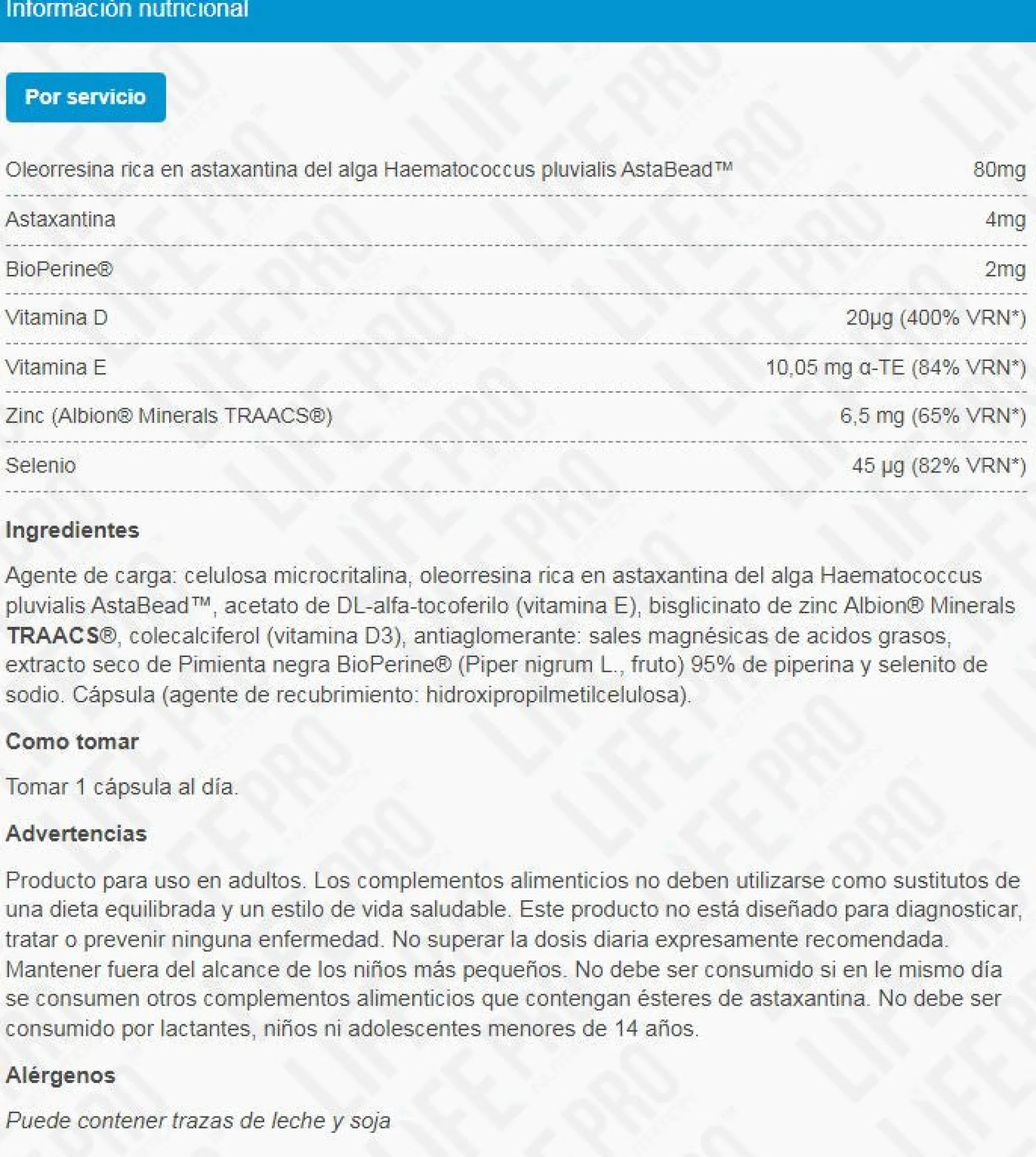 Astaxanthin Astanova (astaxantina) - 90 Cápsulas - Antioxidantes - Lifepro