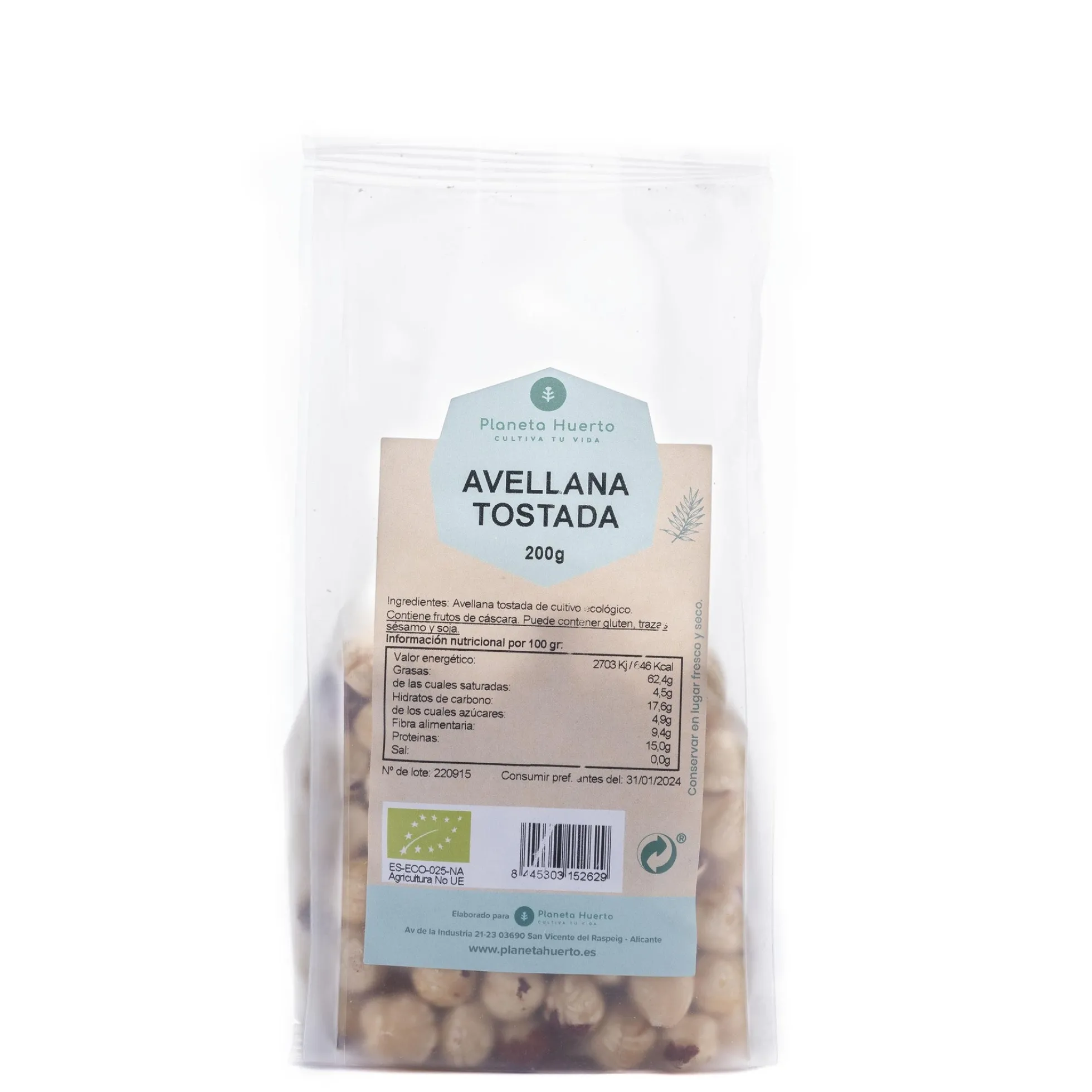 Avellanas tostadas ECO Planeta Huerto 200 g