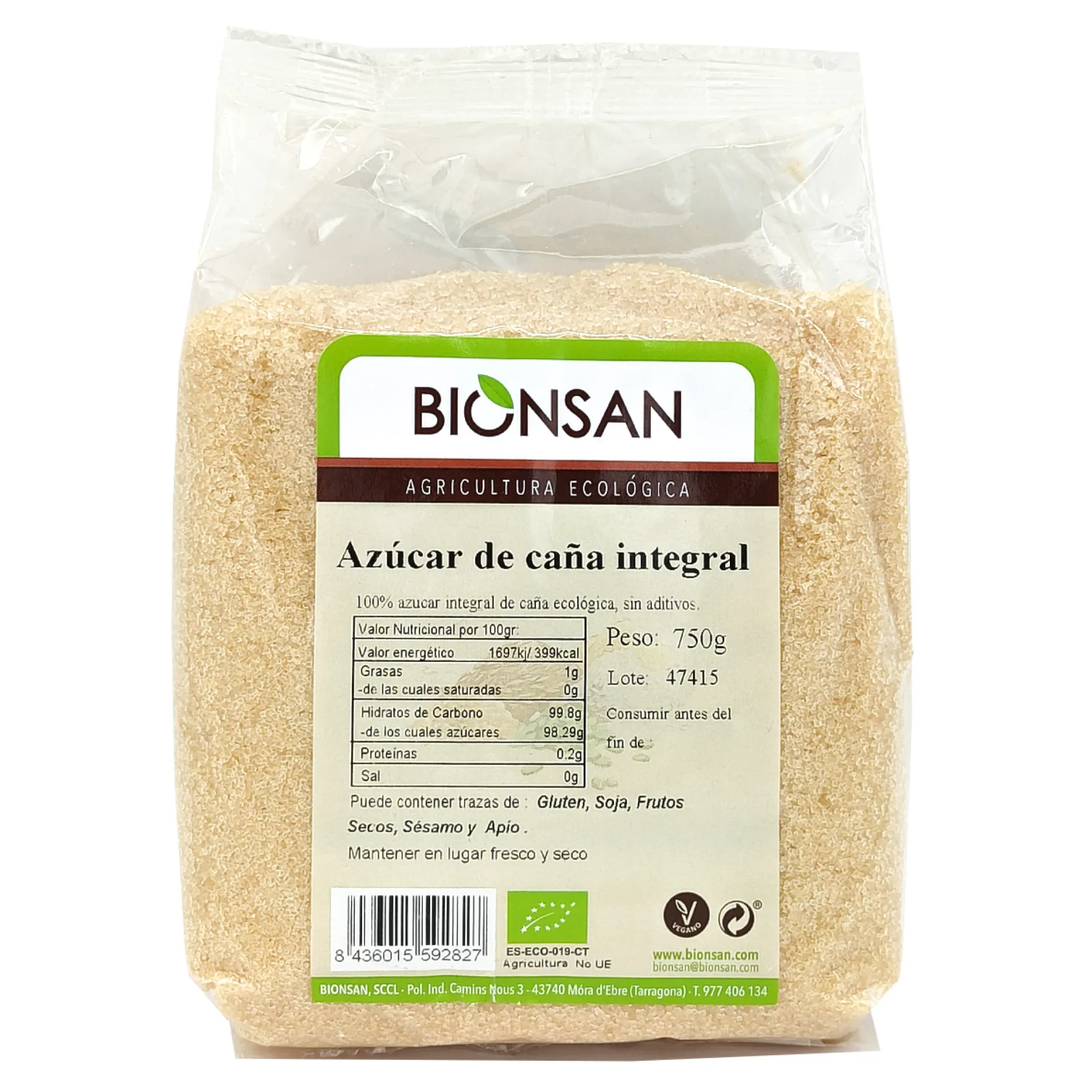 Azúcar De Caña Integral Eco Bionsan 750gr