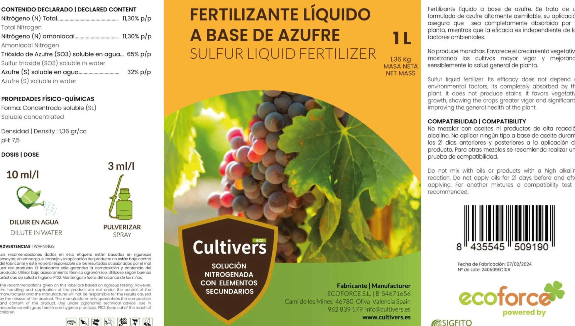 Azufre Sistémico Cultivers 2x1