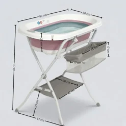Bañera Plegable Para Bebé Con Soporte De Patas Antideslizantes Rosa Bathby