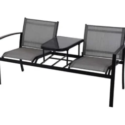 Banco de jardín 2 plazas con mesa anexada