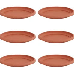 Bandeja Redonda Para Flores 6 Uds. Rojo Ladrillo Ø 19 X 2 Cm