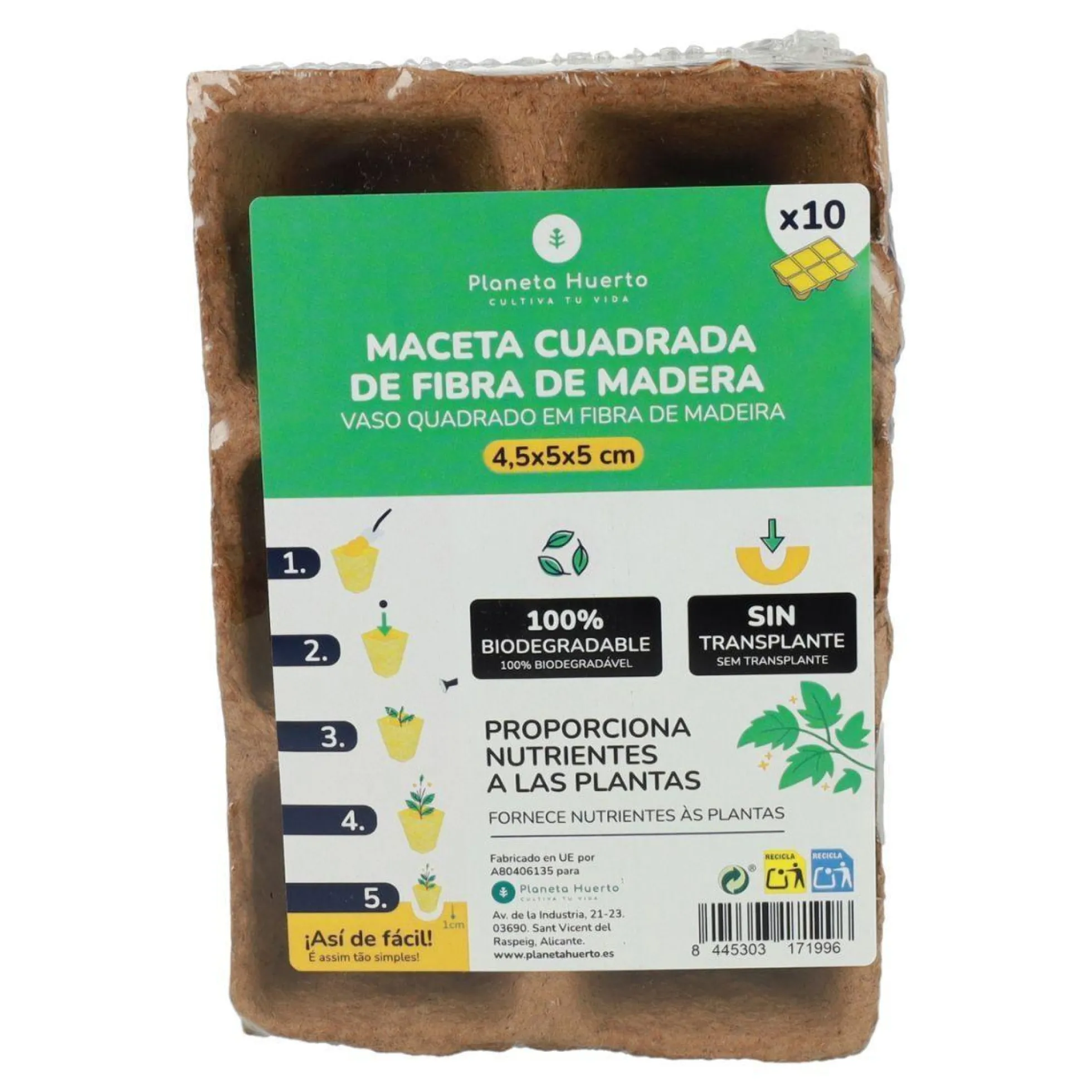 Bandeja Semillero biodegradable Planeta Huerto 10 uds