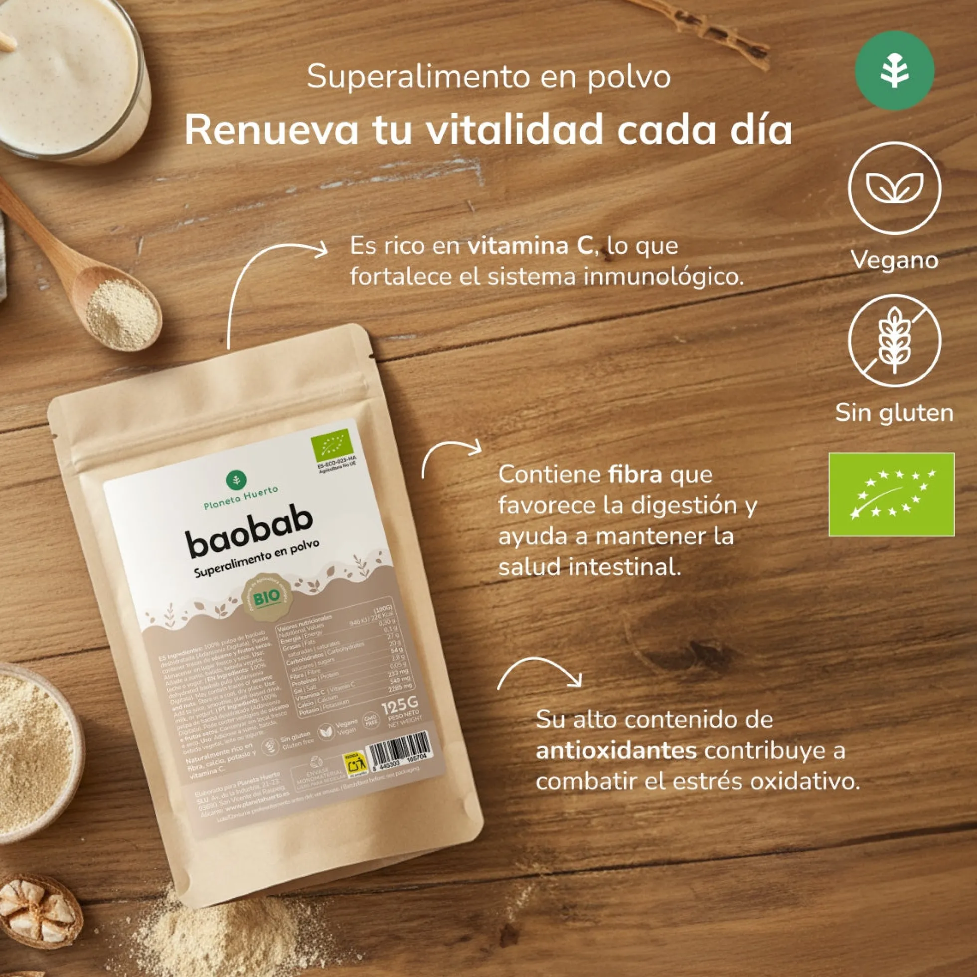 Baobab en polvo Eco Planeta Huerto 125 gr