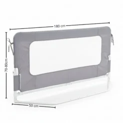 Barandilla De Cama Infantil 180 Cm – Altura Ajustable, Sistema Abatible, Malla Transpirable, Seguridad Anticaídas Bathby