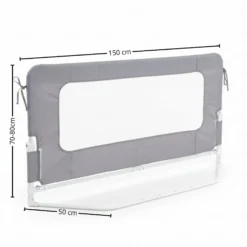 Barandilla De Cama Infantil 150 Cm – Altura Ajustable, Sistema Abatible, Malla Transpirable, Seguridad Anticaídas Bathby