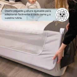 Barandilla De Cama Infantil 150 Cm – Altura Ajustable, Sistema Abatible, Malla Transpirable, Seguridad Anticaídas Bathby