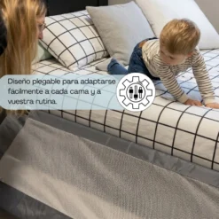 Barandilla De Cama Infantil 110 Cm – Altura Ajustable, Sistema Abatible, Malla Transpirable, Seguridad Anticaídas Bathby