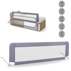 Barandilla De Cama Infantil 110 Cm – Altura Ajustable, Sistema Abatible, Malla Transpirable, Seguridad Anticaídas Bathby