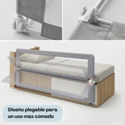 Barandilla De Cama Infantil 110 Cm – Altura Ajustable, Sistema Abatible, Malla Transpirable, Seguridad Anticaídas Bathby