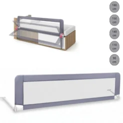 Barandilla De Cama Infantil 90 Cm – Altura Ajustable, Sistema Abatible, Malla Transpirable, Seguridad Anticaídas Bathby