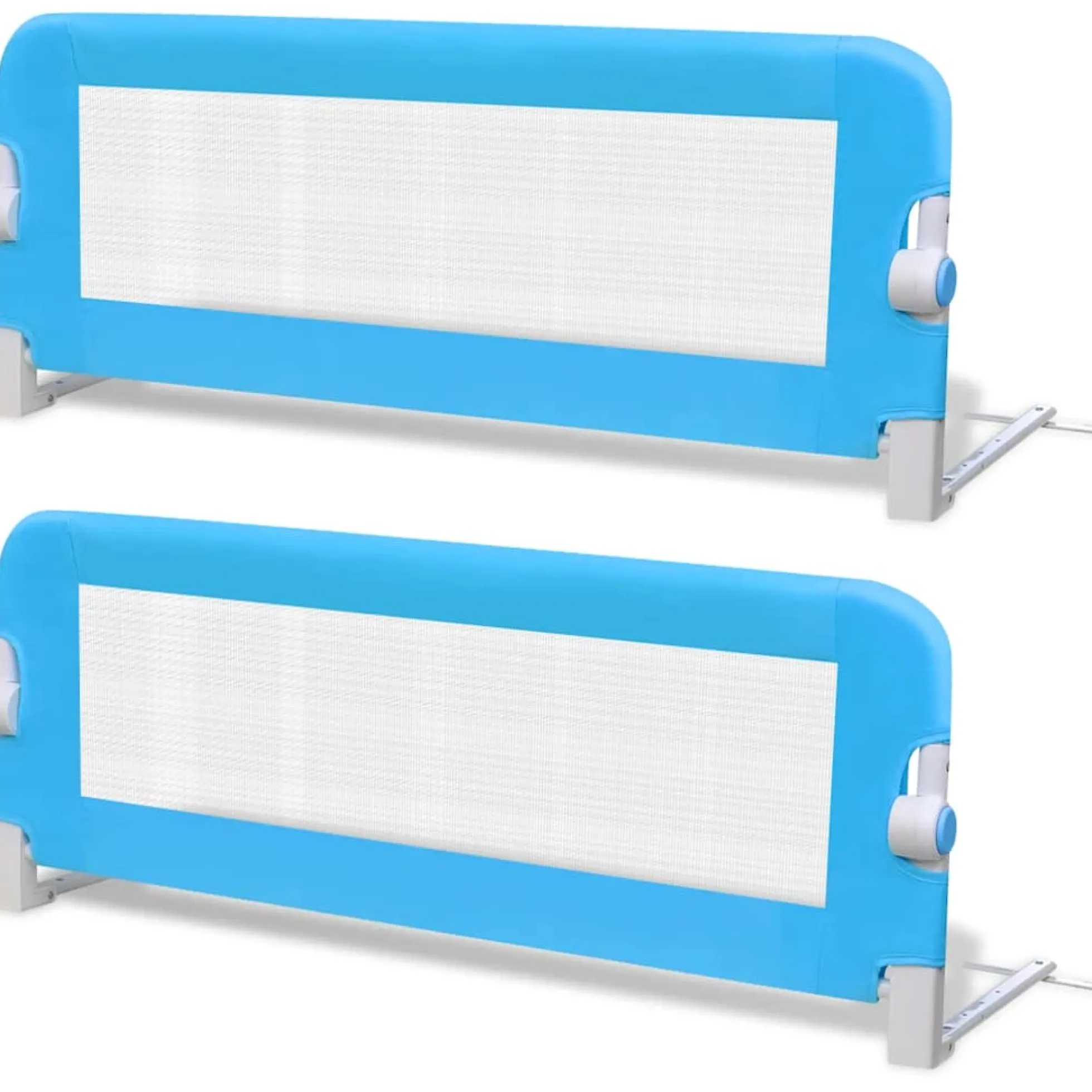 Barandilla De Seguridad Cama De Niño 2 Uds Azul 102x42 Cm