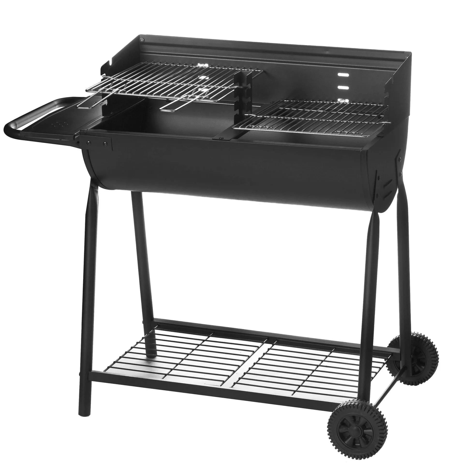 Barbacoa Carbón Rectangular Acero Negro 107 X 58 X 94 Cm Ldk Garden