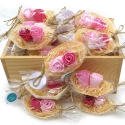 5 Barcas Con Flores Para Regalo Invitados (rosa) - Rosas De Jabón Para Baño Aromático. Detalle Original Para Eventos