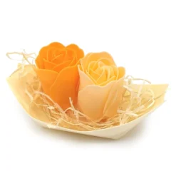 25 Barcas Con Flores Para Regalo Invitados (naranja) - Rosas De Jabón Para Baño Aromático. Detalle Original Para Eventos