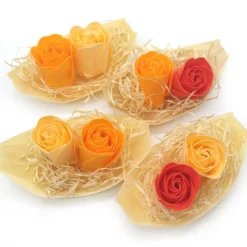 25 Barcas Con Flores Para Regalo Invitados (naranja) - Rosas De Jabón Para Baño Aromático. Detalle Original Para Eventos