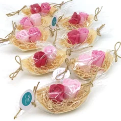 50 Barcas Con Flores Para Regalo Invitados (rosa) - Rosas De Jabón Para Baño Aromático. Detalle Original Para Eventos