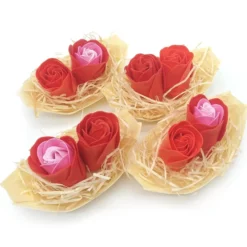 50 Barcas Con Flores Para Regalo Invitados (rojo) - Rosas De Jabón Para Baño Aromático. Detalle Original Para Eventos